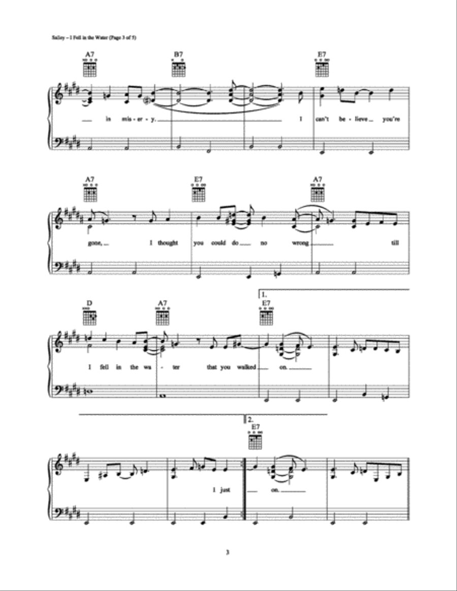 I Fell in the Water I Fell in the Water Piano, Vocal, Guitar scores gallery preview page 3