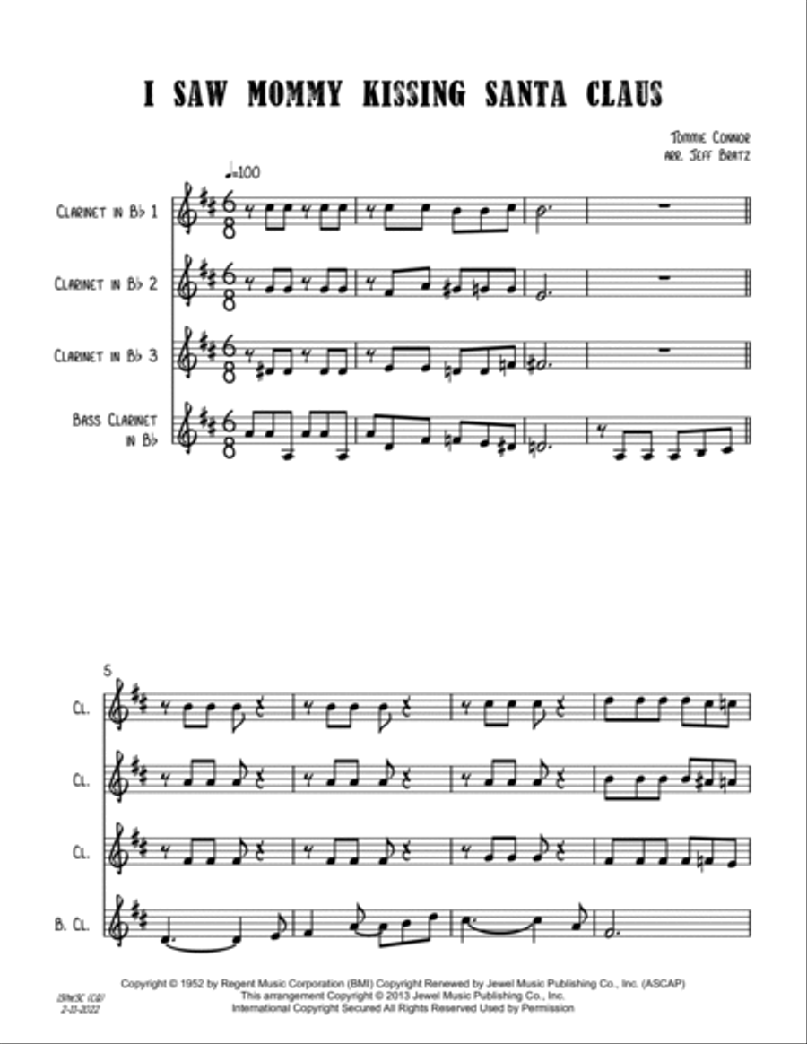 I Saw Mommy Kissing Santa Claus Woodwind Quartet scores gallery preview page 2
