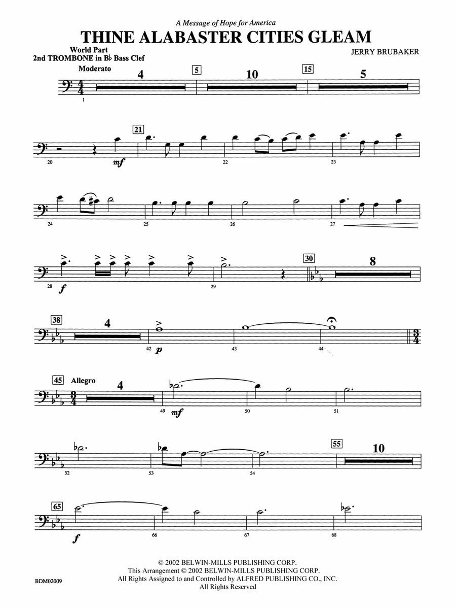 Thine Alabaster Cities Gleam (A Message of Hope for America): (World Part) 2nd B-flat Trombone B.C.