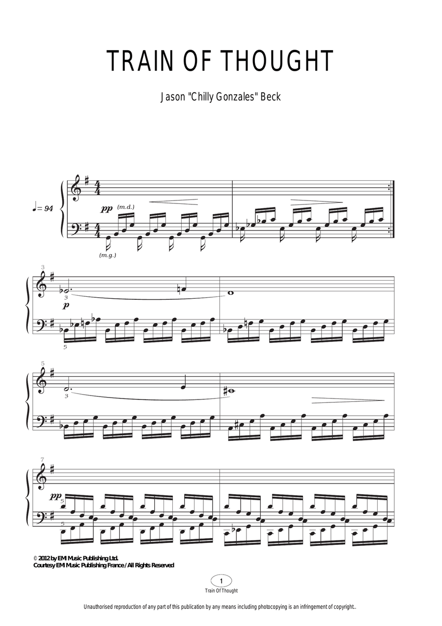 Train Of Thought Train Of Thought Piano Solo scores gallery preview page 1