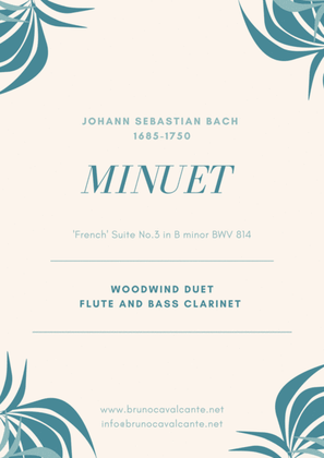 Minuet BWV 814 Bach Woodwind Duet (Flute and Bass Clarinet)