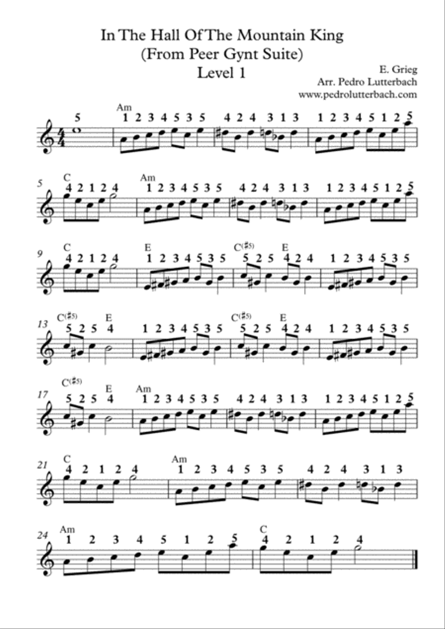 In The Hall Of The Mountain King Easy Piano scores gallery preview page 1