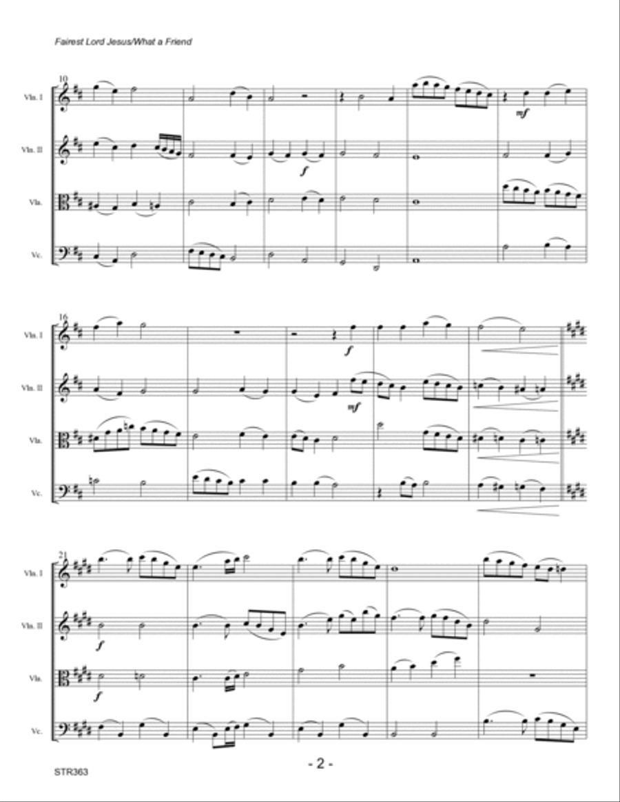 FAIREST LORD JESUS/WHAT A FRIEND WE HAVE IN JESUS - String Quartet (unaccompanied) A Cappella scores gallery preview page 2