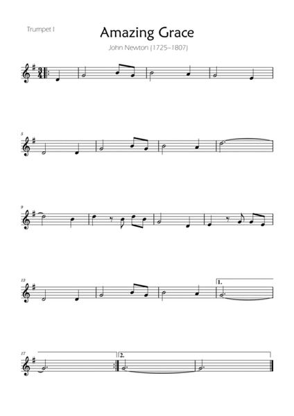 Amazing Grace - Brass Quartet w/ Piano Accompaniment image number null