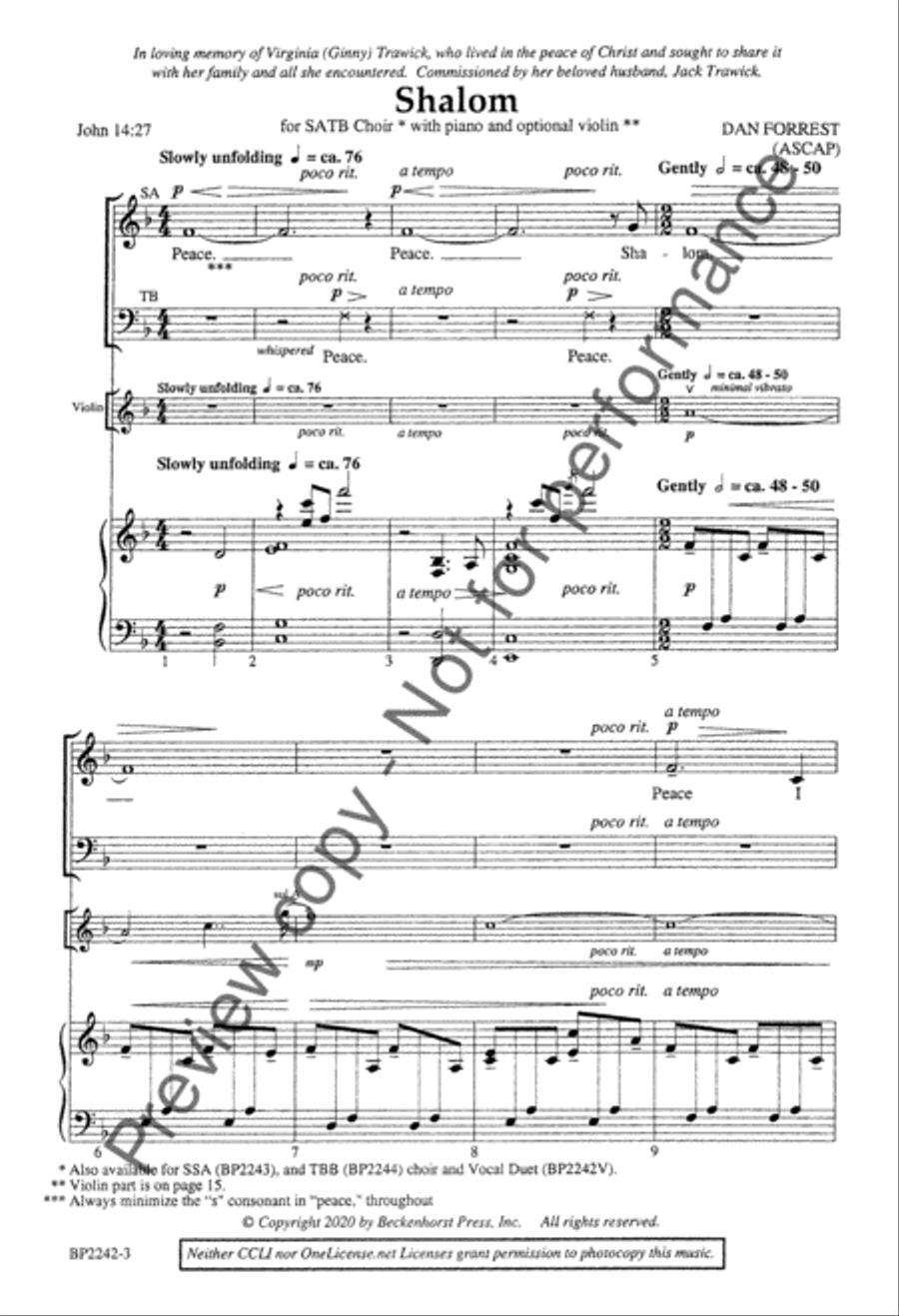 Shalom (SATB) 4-Part scores gallery preview page 4