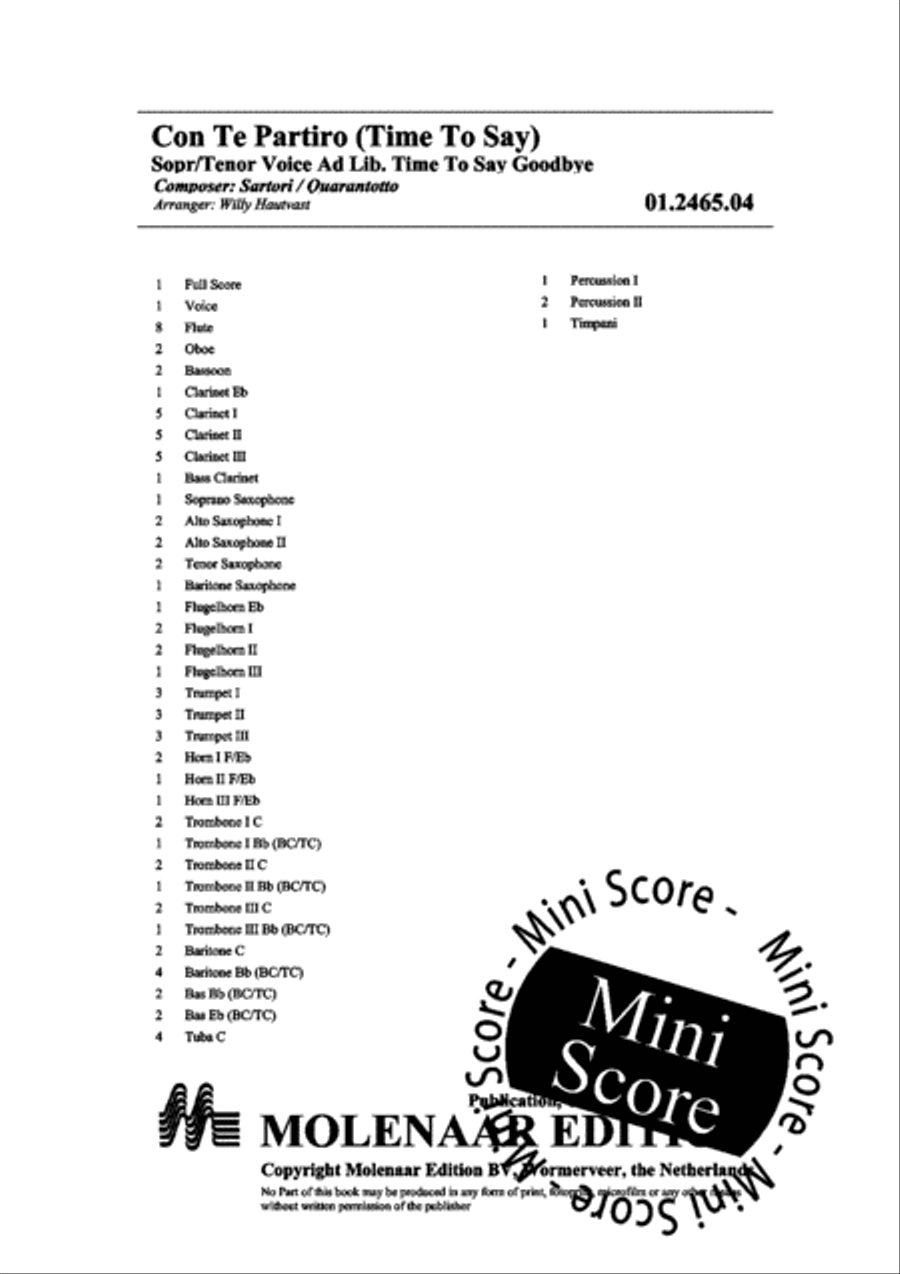 Con te Partiro/Time to Say Goodbye Concert Band scores gallery preview page 5