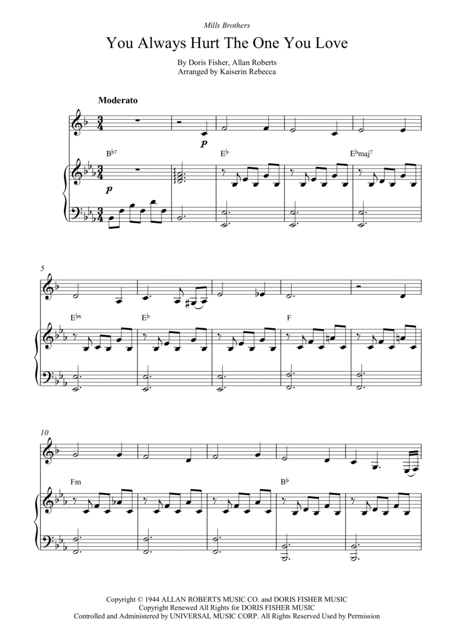You Always Hurt The One You Love B-Flat Clarinet scores gallery preview page 1