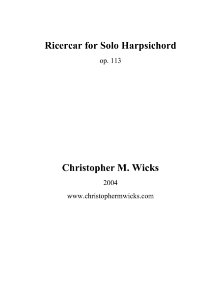 Ricercar for Solo Harpsichord image number null