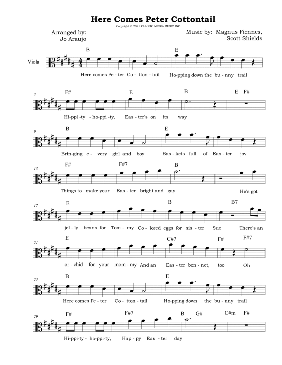 Here Comes Peter Cottontail Viola Solo scores gallery preview page 1