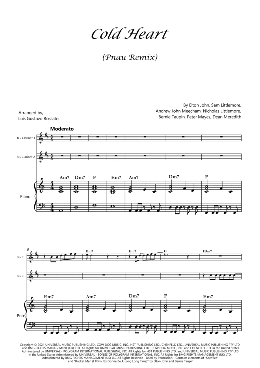 Cold Heart (pnau Remix) Woodwind Duet scores gallery preview page 1