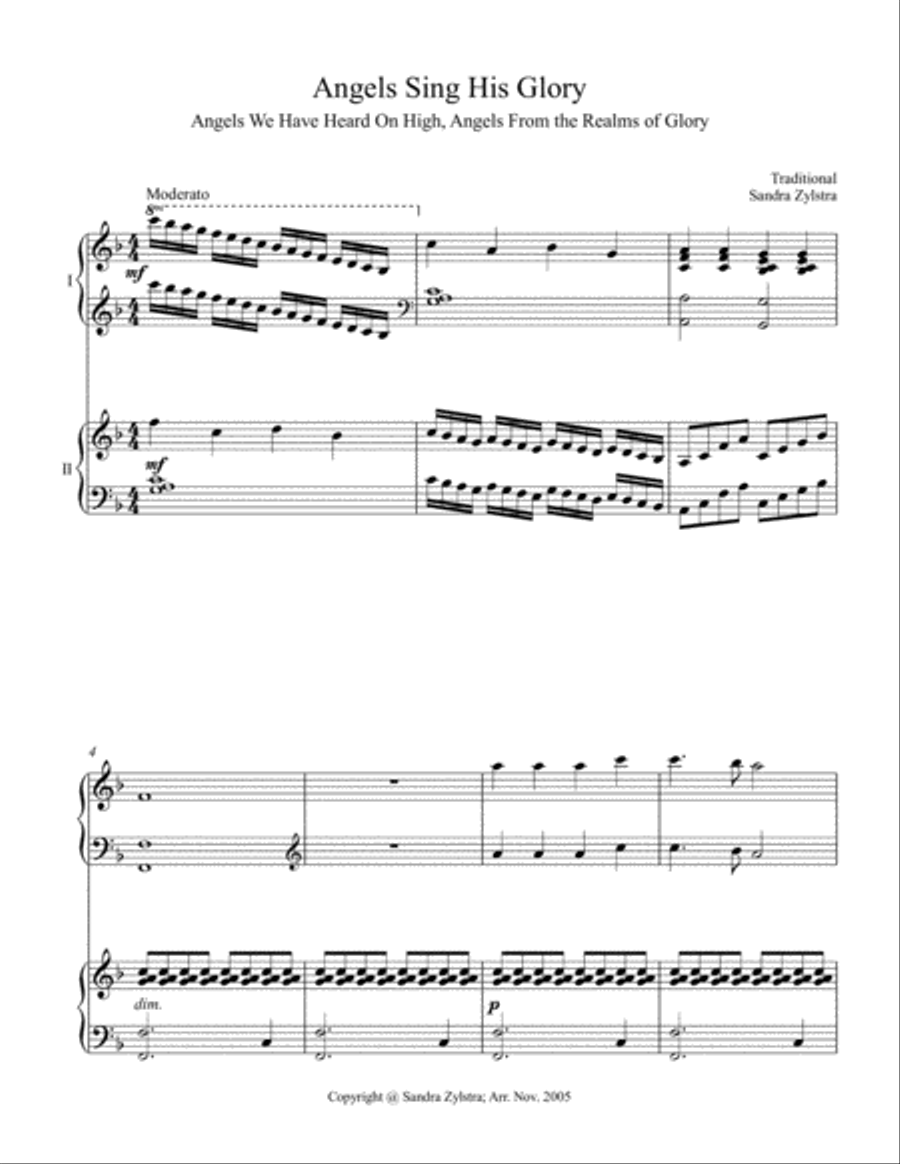 Angels Sing His Glory (2 piano duet) 2 Pianos, 4-Hands scores gallery preview page 2