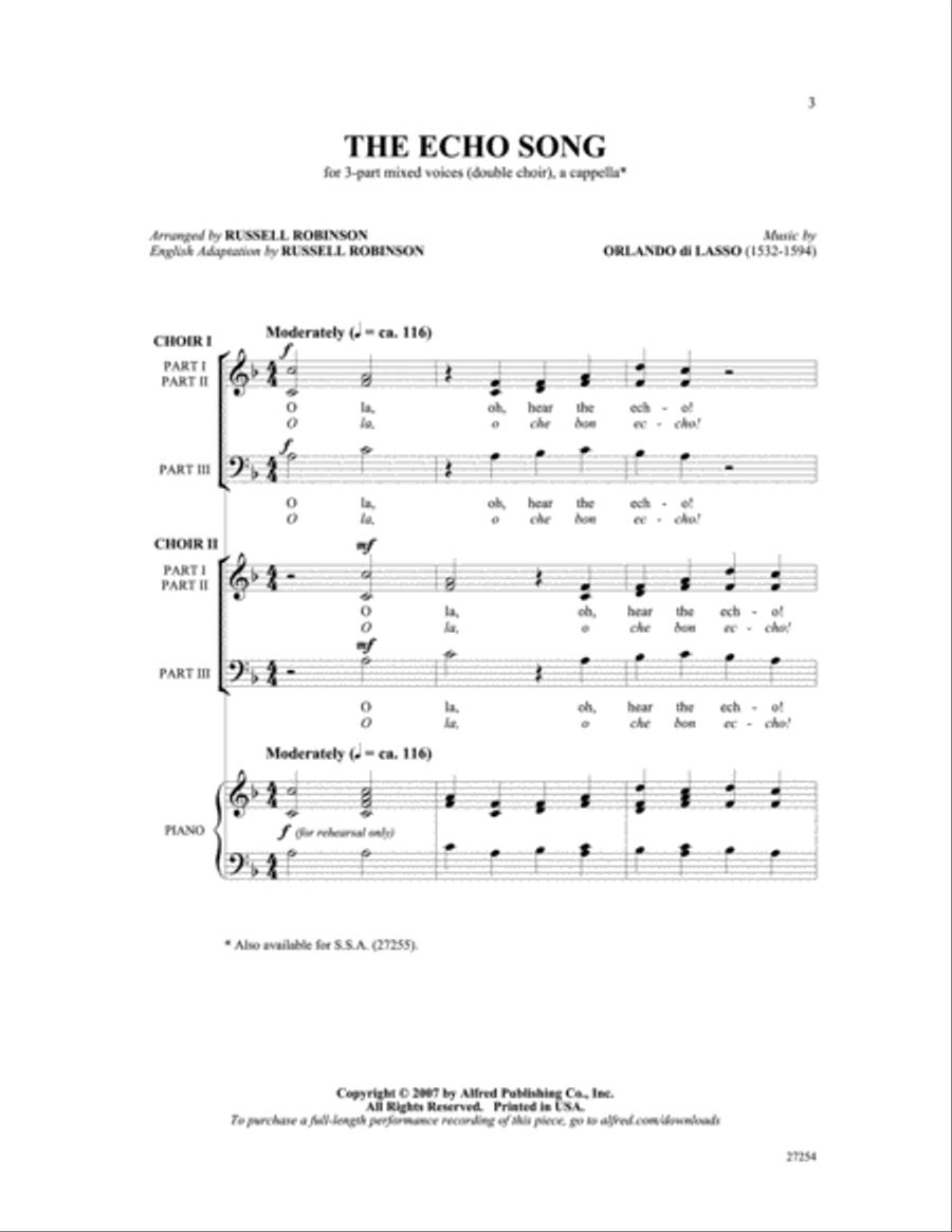 The Echo Song (Italian Madrigal) 3-Part scores gallery preview page 2