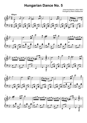 Hungarian Dance No. 5 - Piano Solo (G minor)