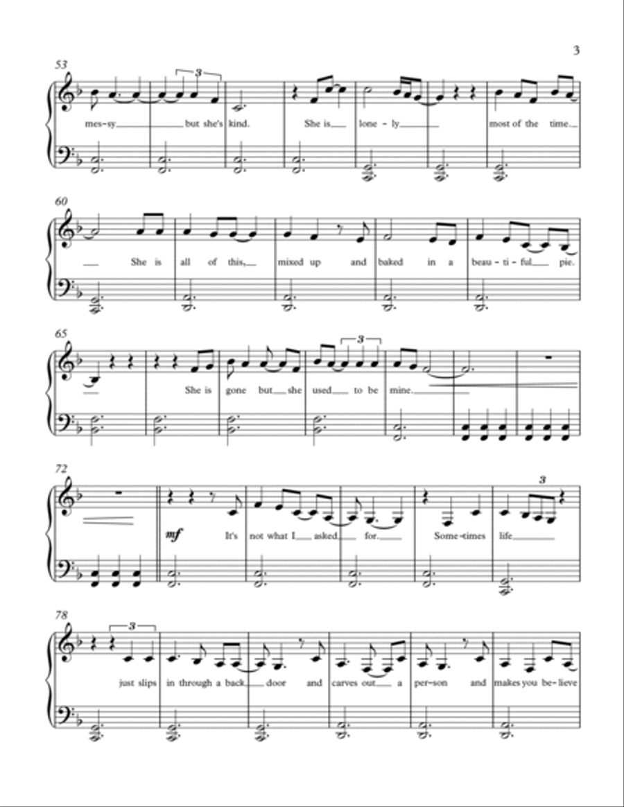 She Used To Be Mine Piano Solo scores gallery preview page 3