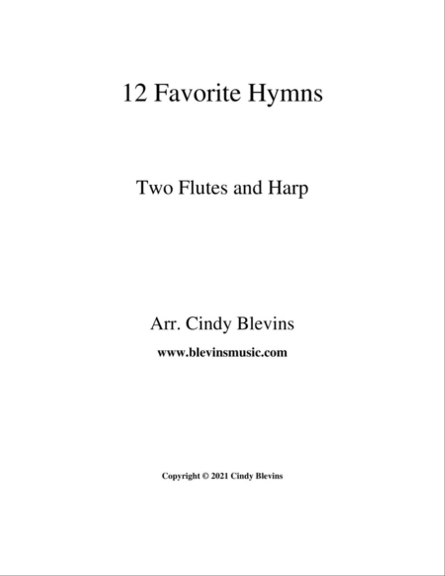 12 Favorite Hymns, Two Flutes and Harp Flute Duet scores gallery preview page 6