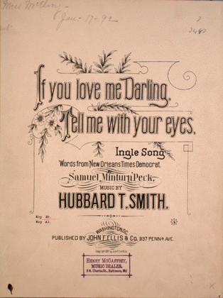 Book cover for If You Love Me Darling, Tell Me With Your Eyes. Ingle Song
