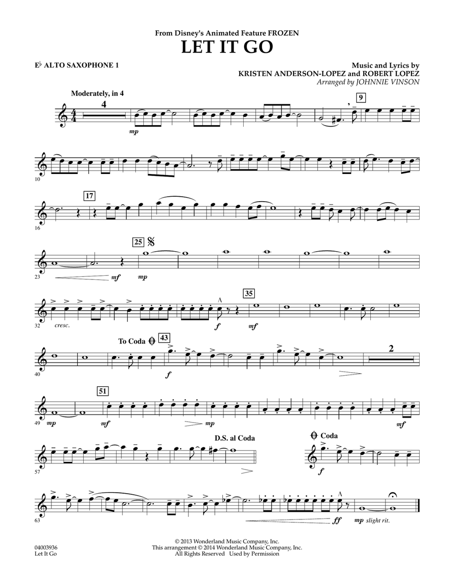 Let It Go - Eb Alto Saxophone 1