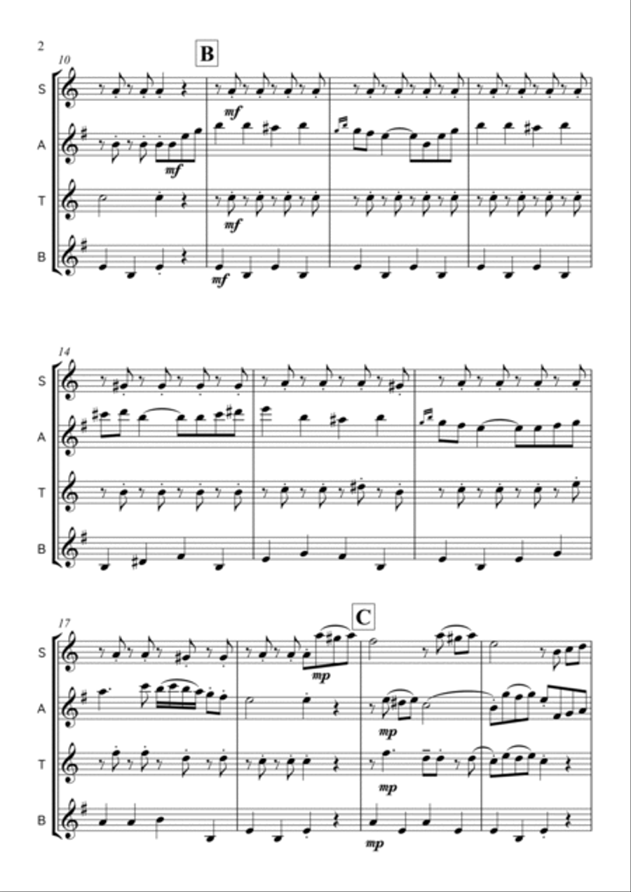 Chosen Kale Mazel Tov (Good Luck to the Bride and Groom) - Saxophone Quartet Saxophone Quartet scores gallery preview page 2