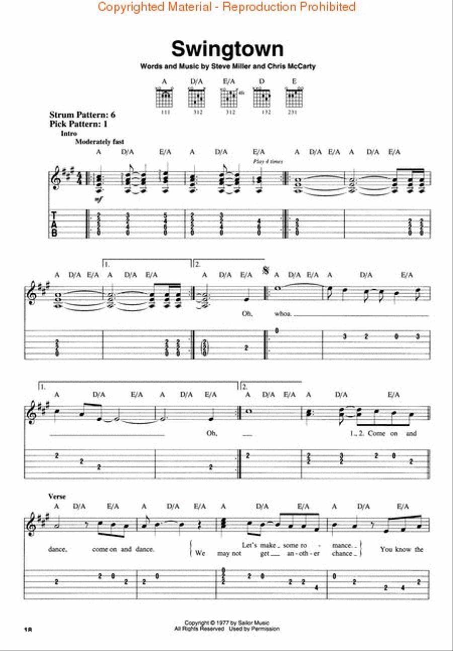Steve Miller Band - Young Hearts: Complete Greatest Hits Guitar Tablature scores gallery preview page 4
