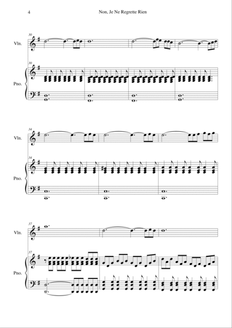 Non, Je Ne Regrette Rien Violin Solo scores gallery preview page 4
