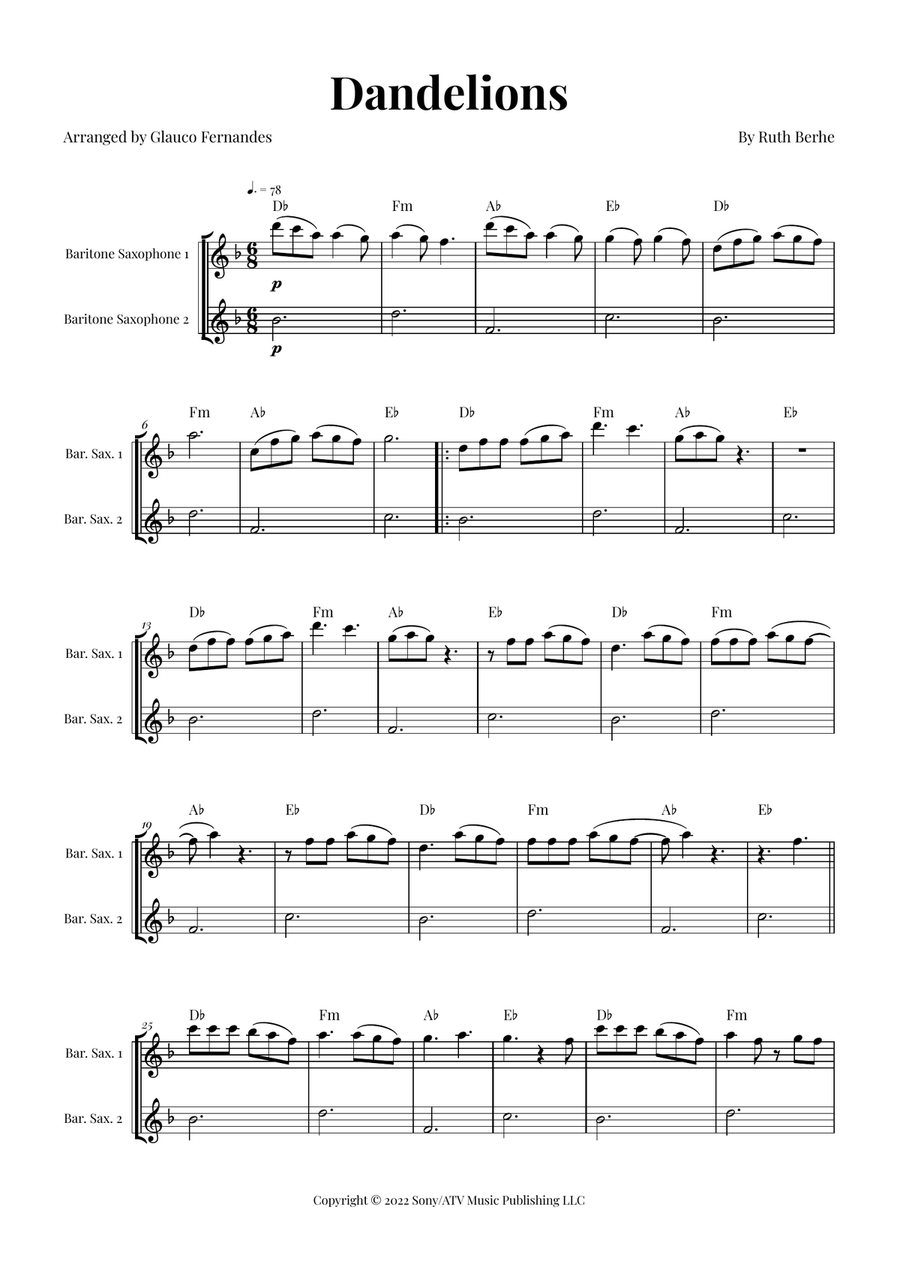 Dandelions Woodwind Duet scores gallery preview page 1