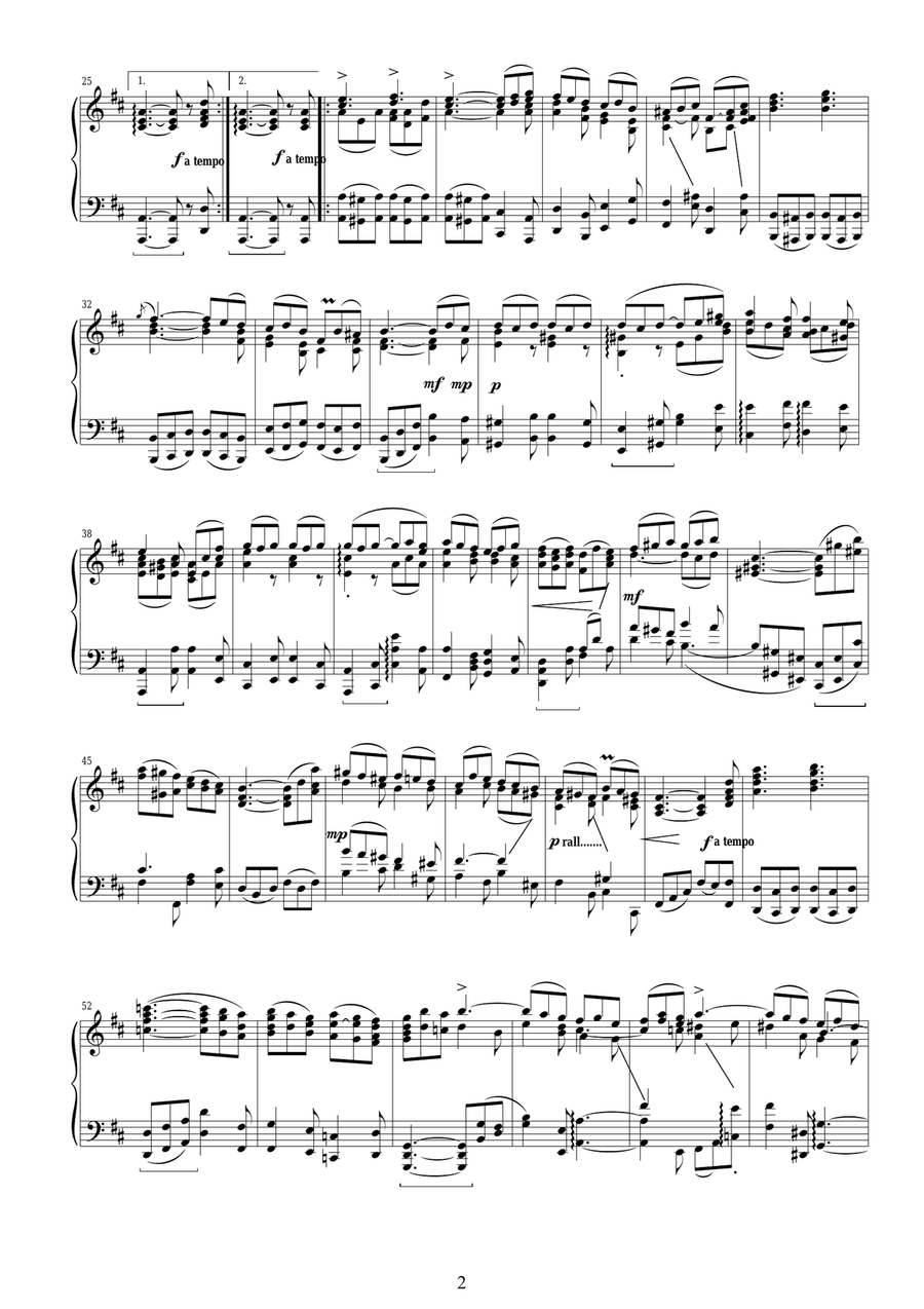J.S.Bach - Orchestral Suite no.3 in D major BWV 1068 - 5. Gigue - Piano version Piano Solo scores gallery preview page 2