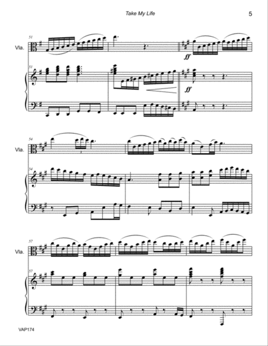 TAKE MY LIFE AND LET IT BE - VIOLA SOLO with Piano Accompaniment Piano scores gallery preview page 5