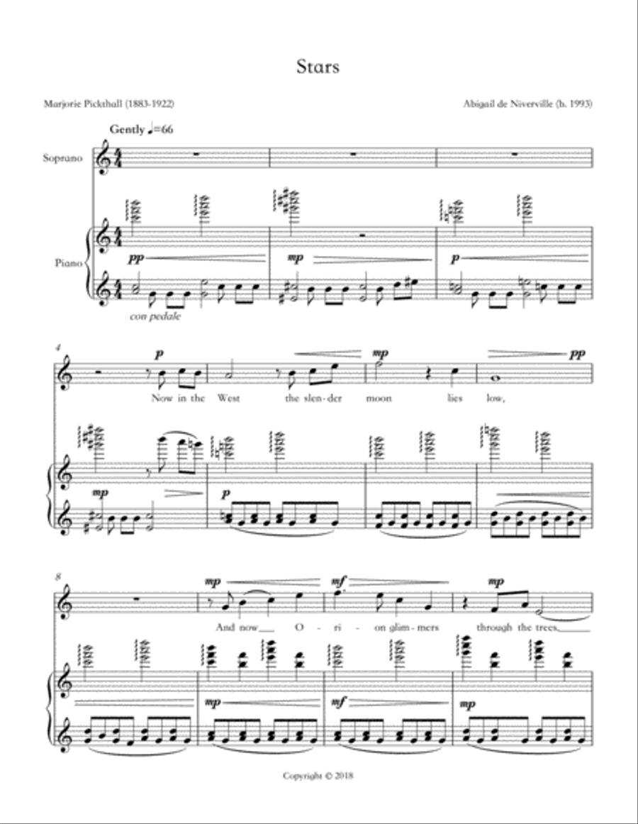 Stars (for Soprano and Piano) Soprano Voice scores gallery preview page 2