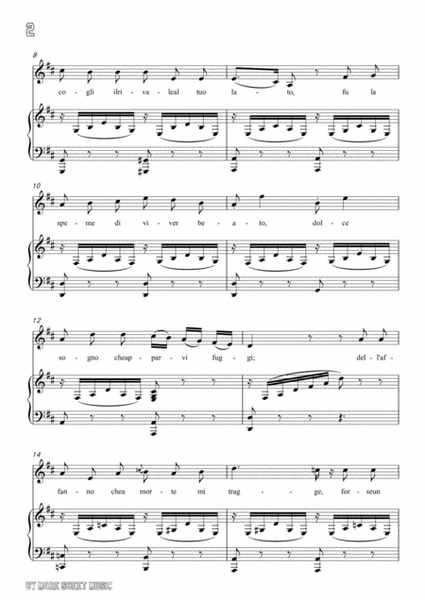 Bellini-O crudel che il mio pianto in D Major，for voice and piano image number null