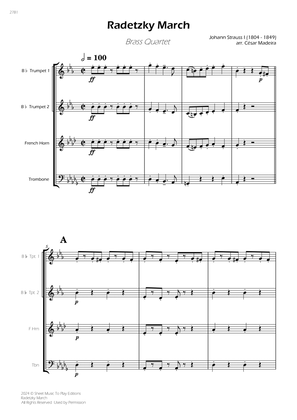 Radetzky March - Brass Quartet (Full Score) - Score Only