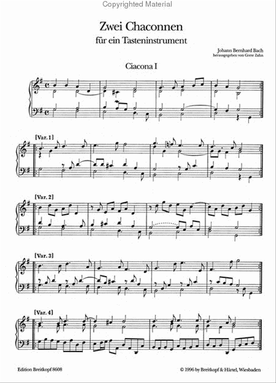 2 Chaconnes for One Keyboard Instrument Piano Solo scores gallery preview page 2