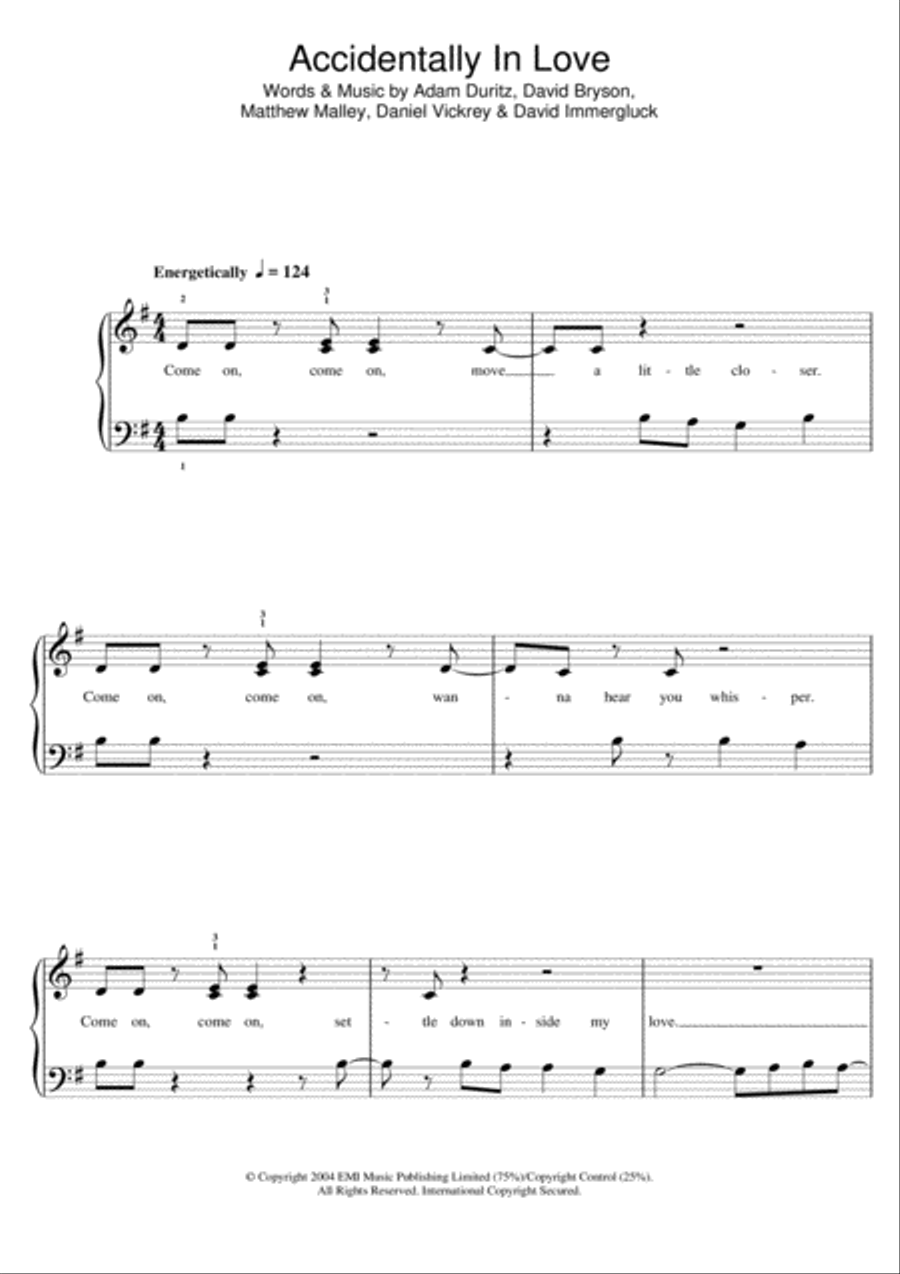 Accidentally In Love Piano scores gallery preview page 1