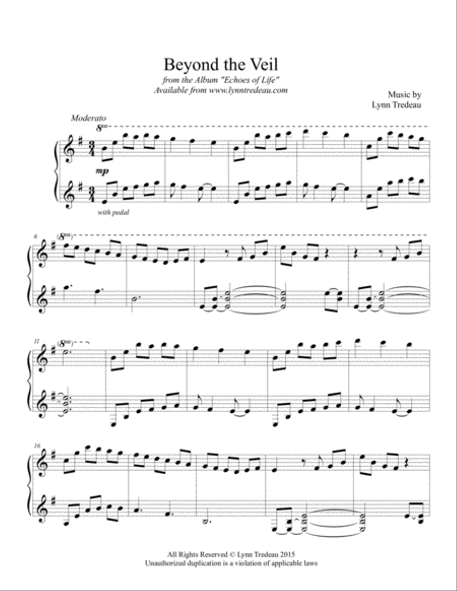 Beyond the Veil Piano Solo scores gallery preview page 1