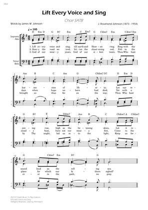 Lift Every Voice and Sing - Choir SATB - W/Chords