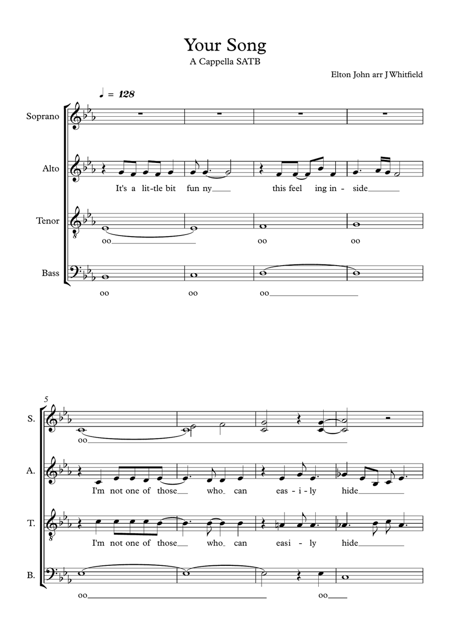 Your Song Your Song 4-Part scores gallery preview page 1