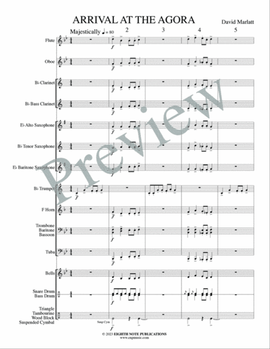 Arrival at the Agora Concert Band scores gallery preview page 4