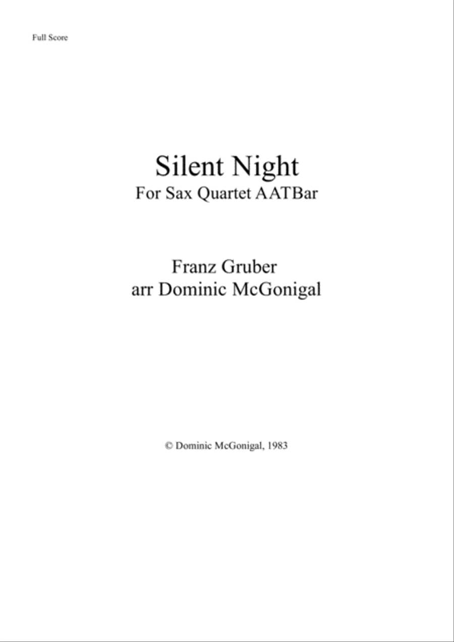 Silent Night (Sax Qt - AATBar) Small Ensemble scores gallery preview page 1