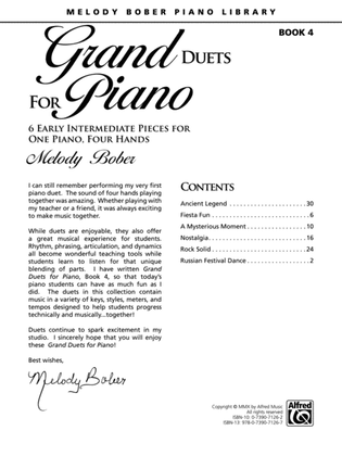 Book cover for Grand Duets for Piano, Book 4: 6 Early Intermediate Pieces for One Piano, Four Hands