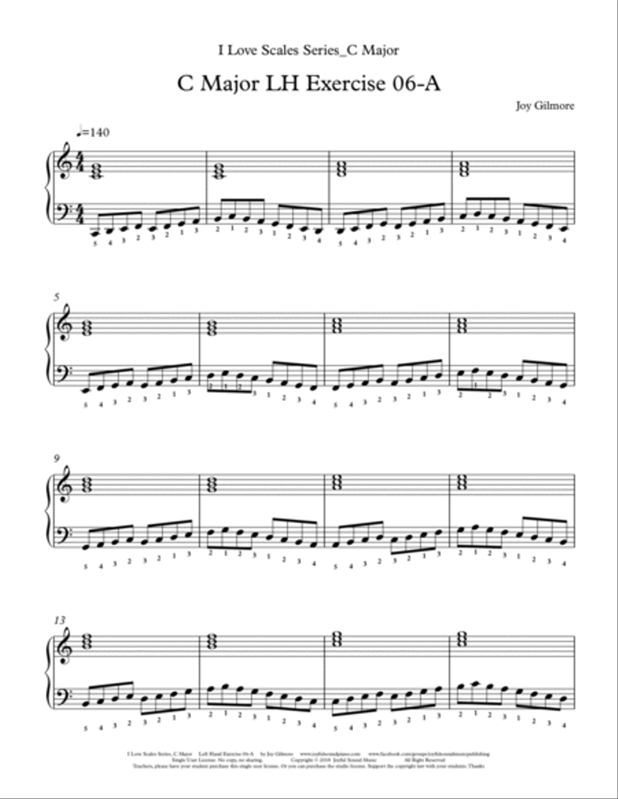 I Love Scales in C Major for the Left Hand Exercise 06 Piano Method scores gallery preview page 4