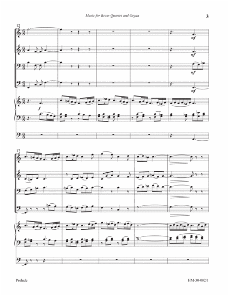 Prelude for Brass Quartet and Organ Small Ensemble scores gallery preview page 3