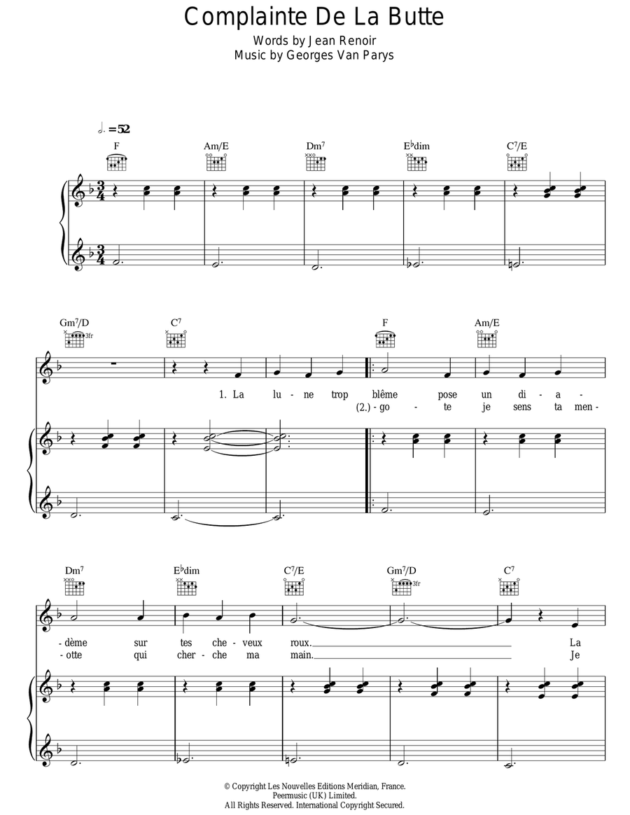 Complainte De La Butte (from Moulin Rouge) Acoustic Guitar scores gallery preview page 1