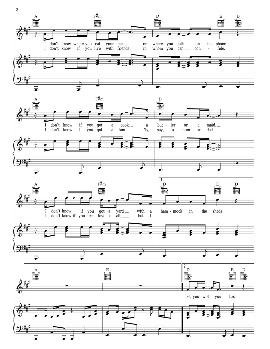 Big House Piano, Vocal, Guitar scores gallery preview page 2