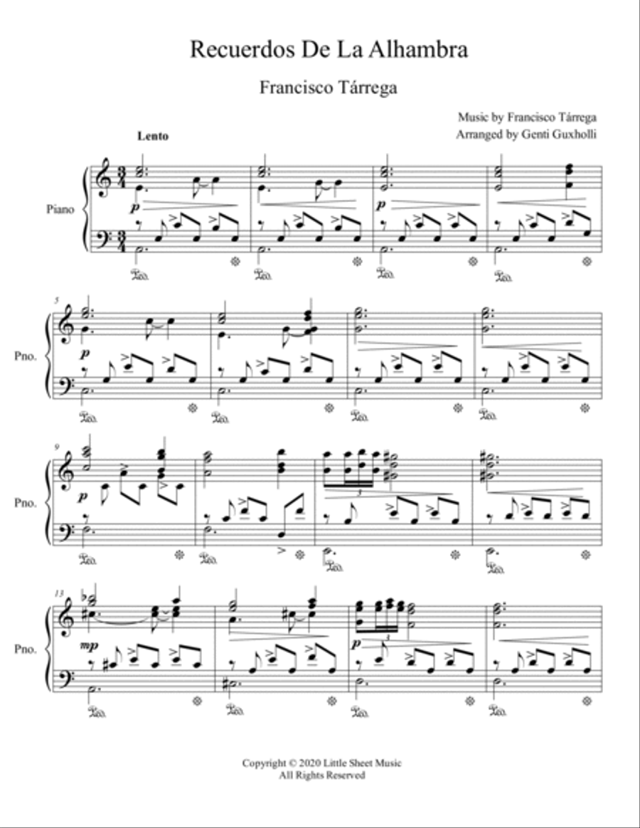 Recuerdos De La Alhambra Piano Solo scores gallery preview page 2