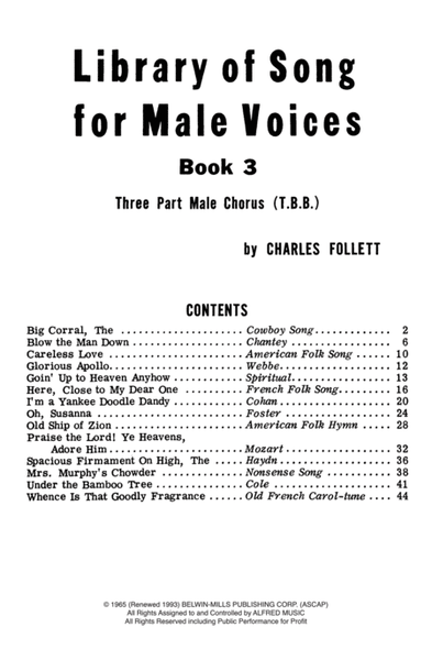 Library of Songs for Male Voices, Book 3