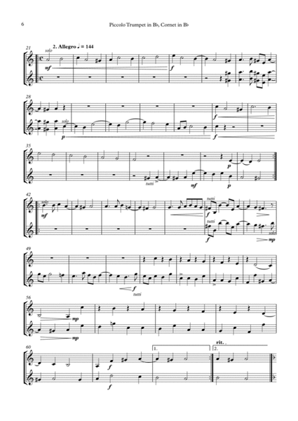 Corelli Christmas Concerto - solo parts and duet arrangement piccolo trumpet and cornet