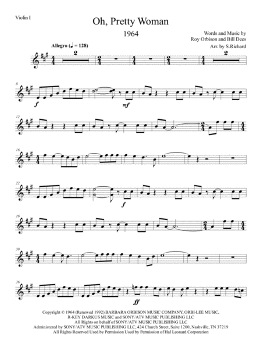 Oh, Pretty Woman Oh, Pretty Woman String Quintet scores gallery preview page 1