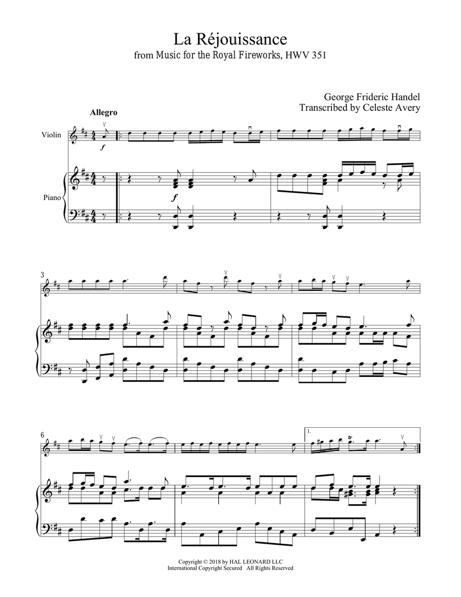 La Rejouissance Violin Solo scores gallery preview page 1