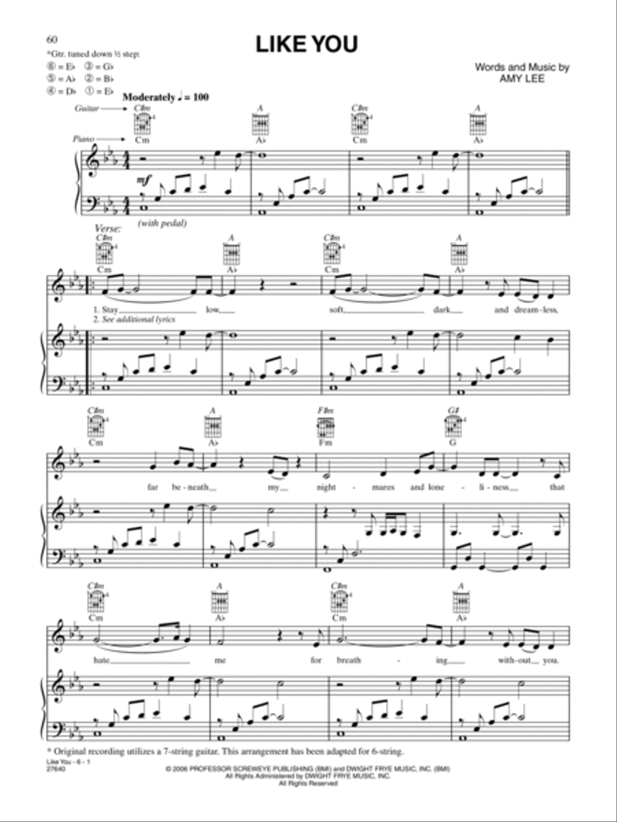 Like You Piano, Vocal, Guitar scores gallery preview page 1