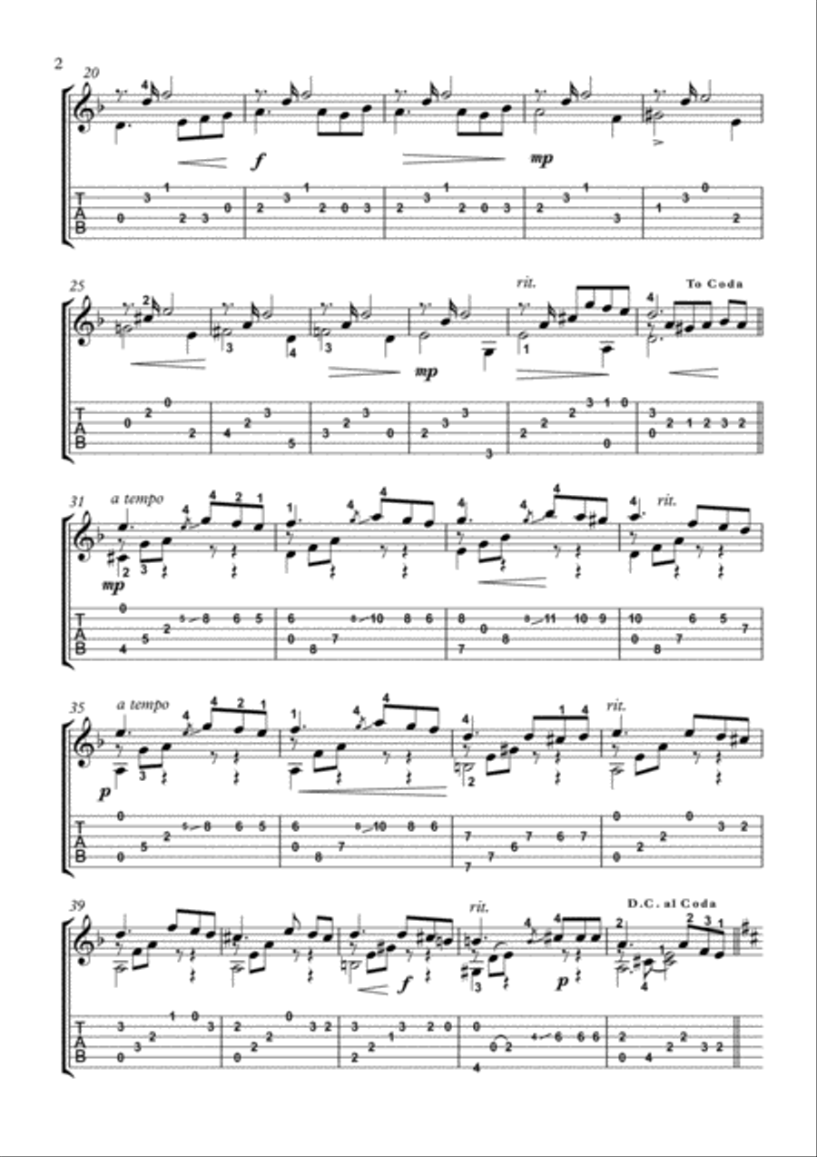 Classical shop guitar sheet