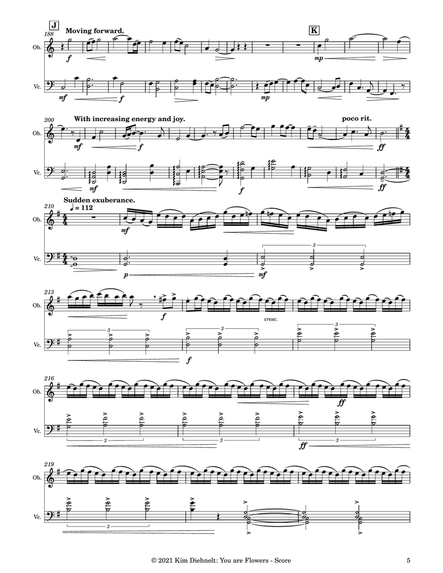 Diehnelt: You Are Flowers (Oboe and Cello) Chamber Music scores gallery preview page 6